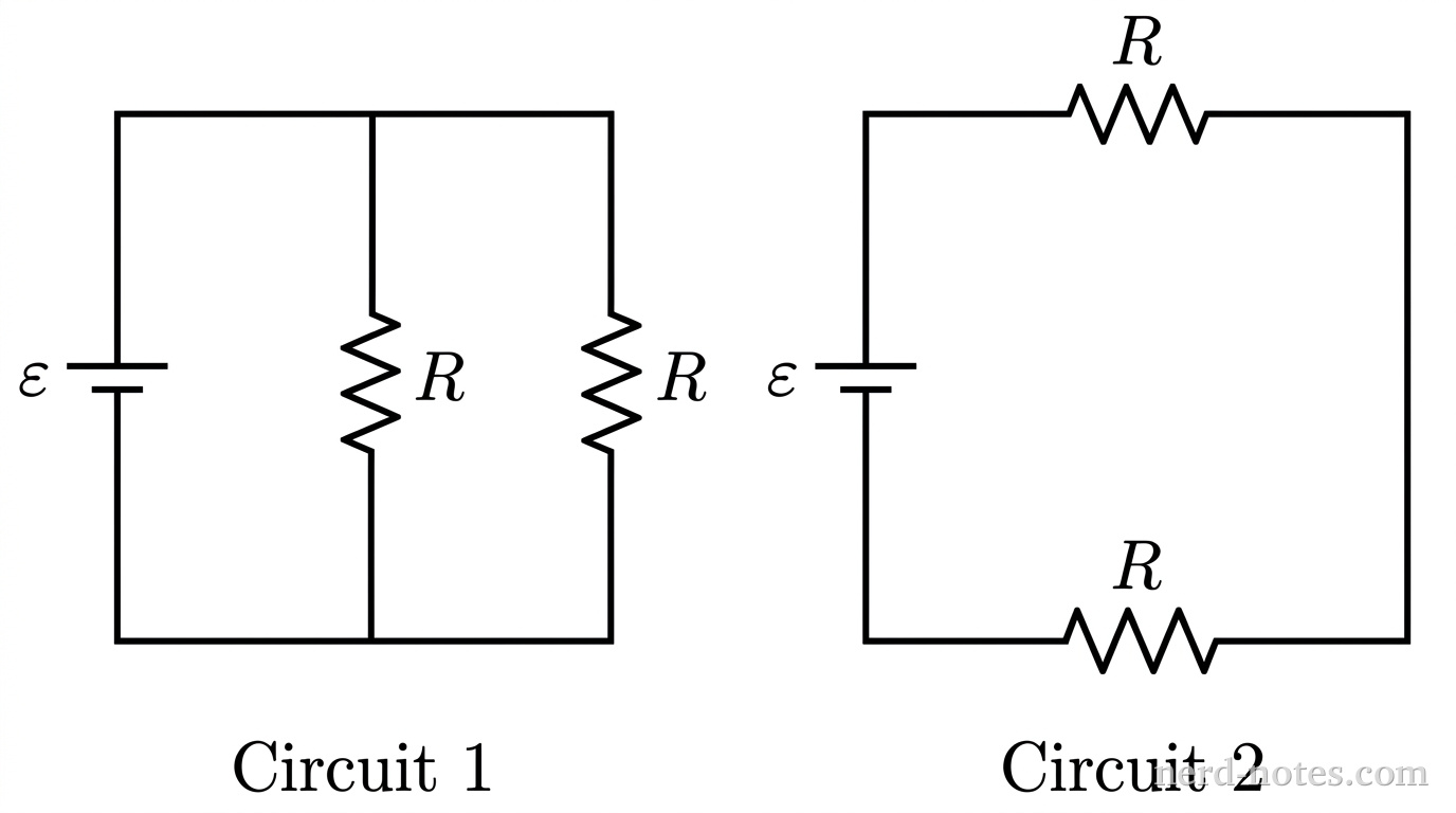 Initial parallel configuration (Circuit 1) and final series configuration (Circuit 2).