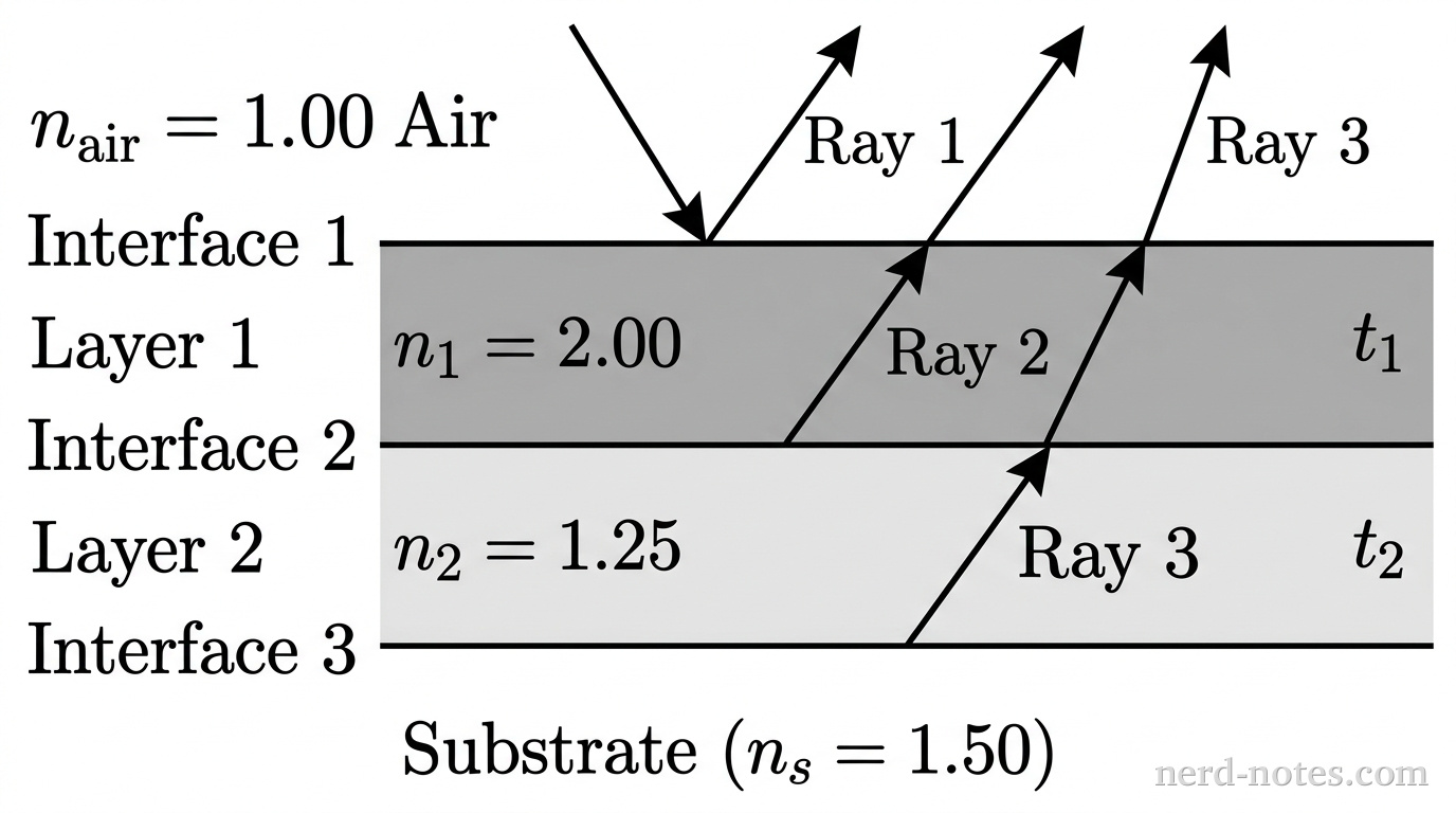 Schematic of the two-layer dielectric mirror coating on a substrate.