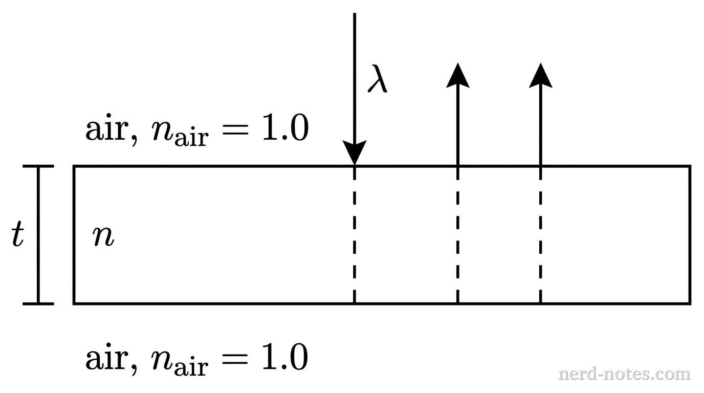 Laser light incident normally on a thin polymer film suspended in air.
