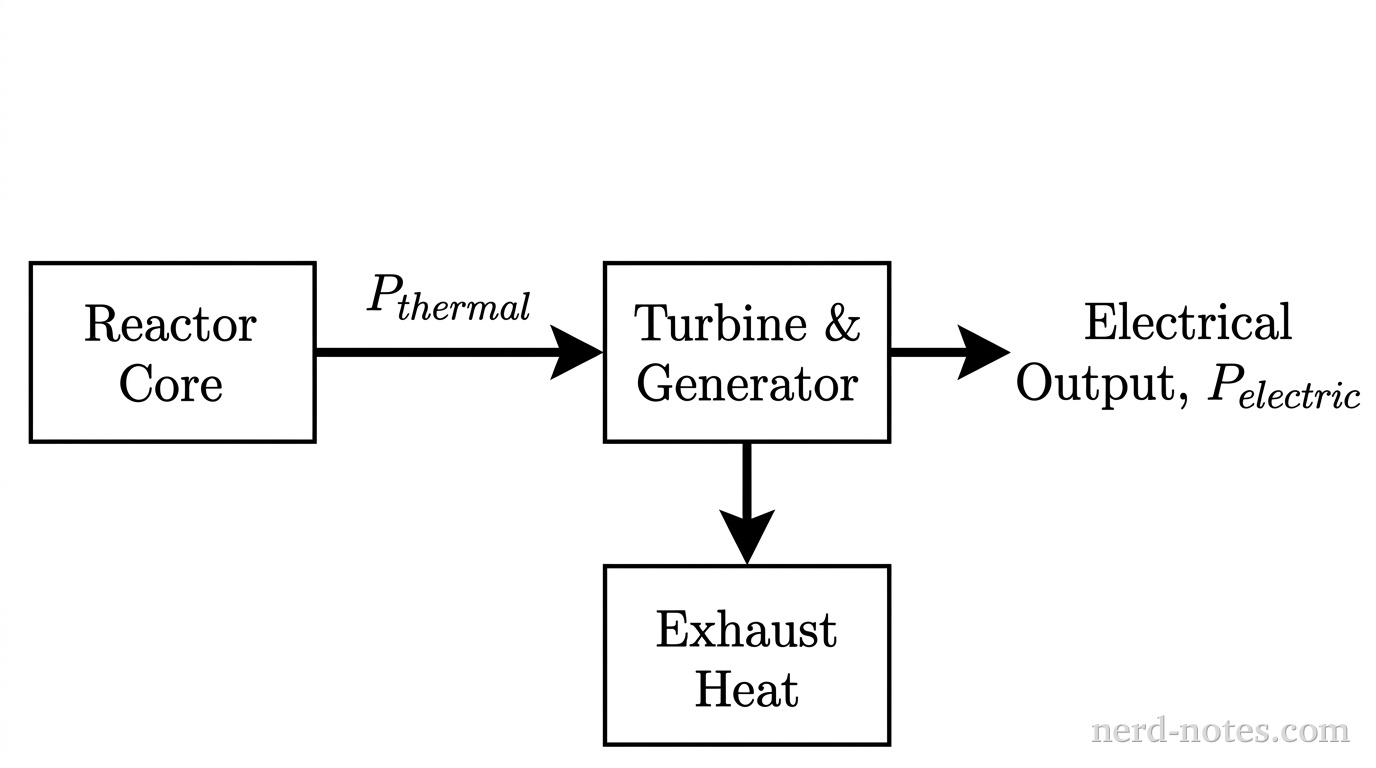 Energy flow diagram for the nuclear power plant system.