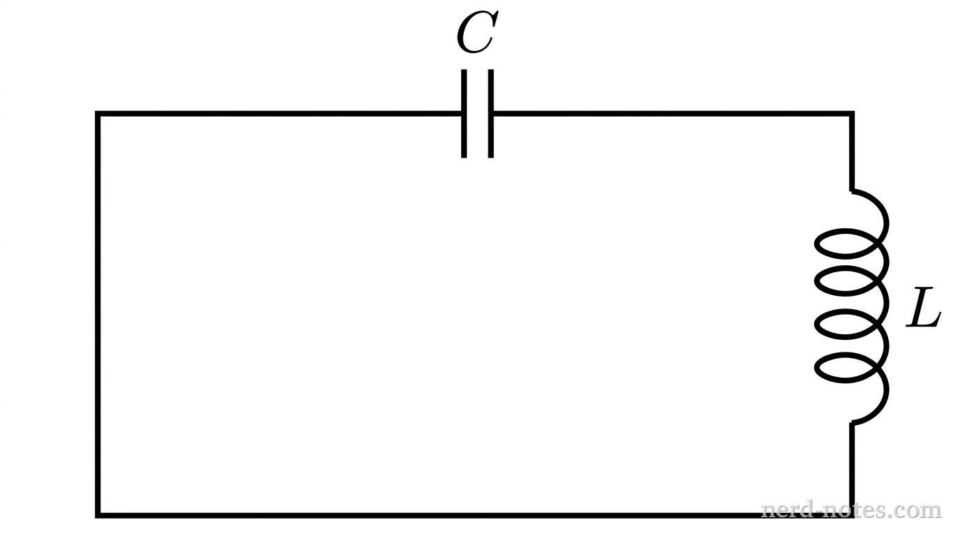 A single rectangular circuit loop oriented with horizontal top and bottom branches and vertical left and right branches. The top horizontal wire contains a parallel-plate capacitor represented by two equal vertical parallel segments separated by a small gap, with the label C directly above the gap. The right vertical wire contains an inductor represented by four semicircular loops forming a coil, with the label L directly to the right of the coil. The bottom and left segments are continuous solid straight lines representing ideal connecting wires. No arrows, meters, switches, or other components appear.