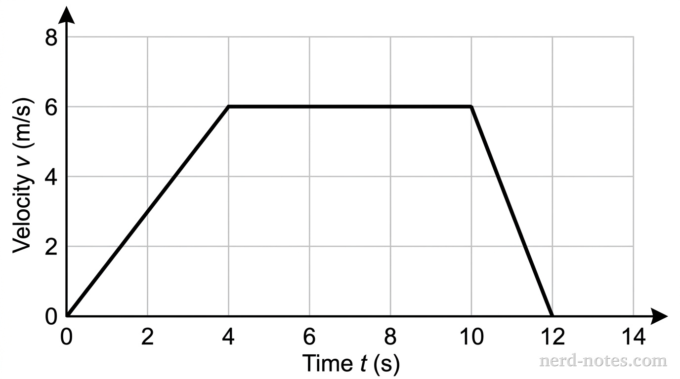 Velocity of a car as a function of time.